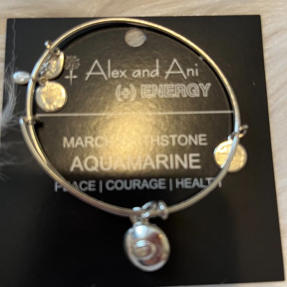 Alex and Ani March Birthstone Aquamarine Bangle Bracelet - Picture 3 of 3